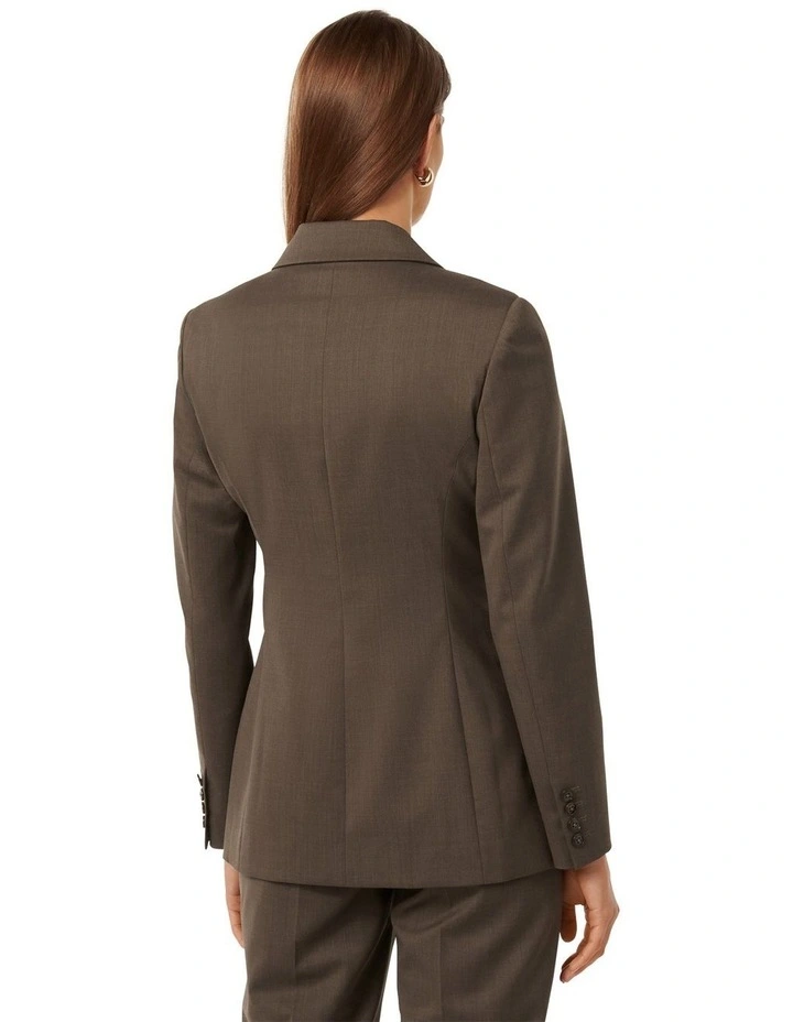 Kara Double-Breasted Tailored Blazer in Brown