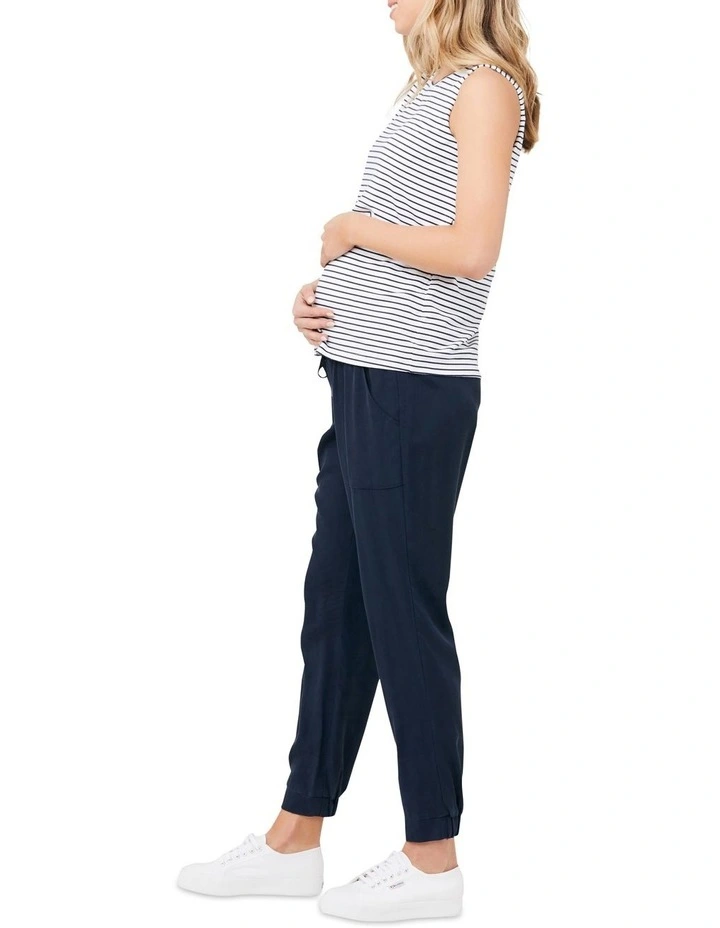 Stripe Layered Nursing Tank in White/Indigo