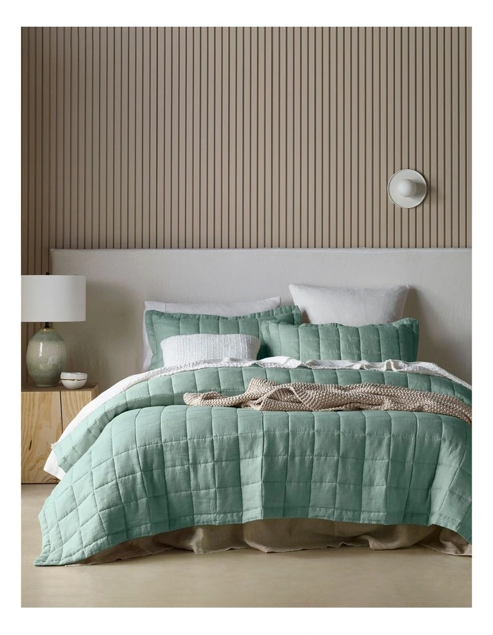 Sandy Cape Quilted Coverlet and Pillowcase Sham in Eucalyptus