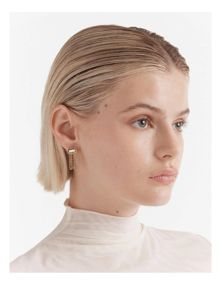 Descent Chain Earrings in Gold