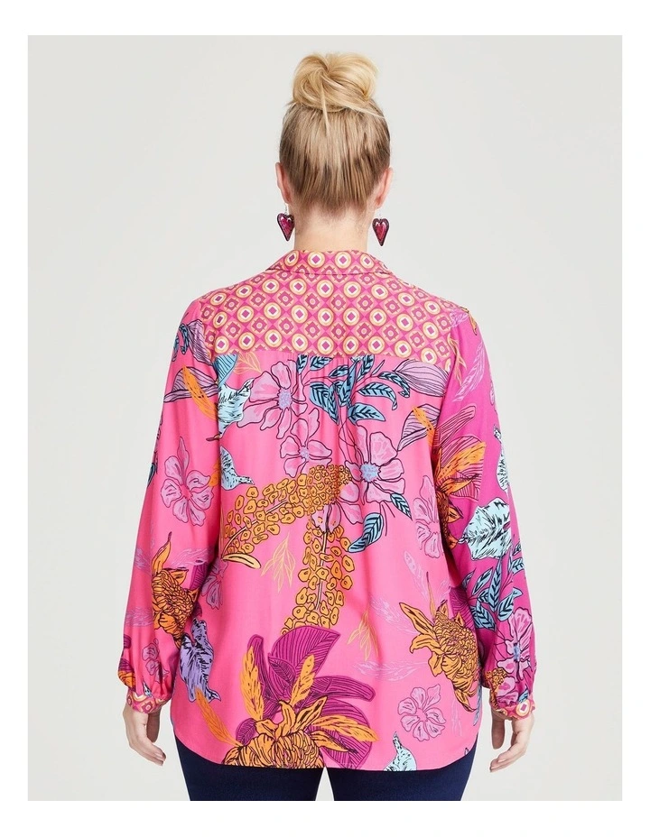 Natural Flower Mix Geo Shirt in Print