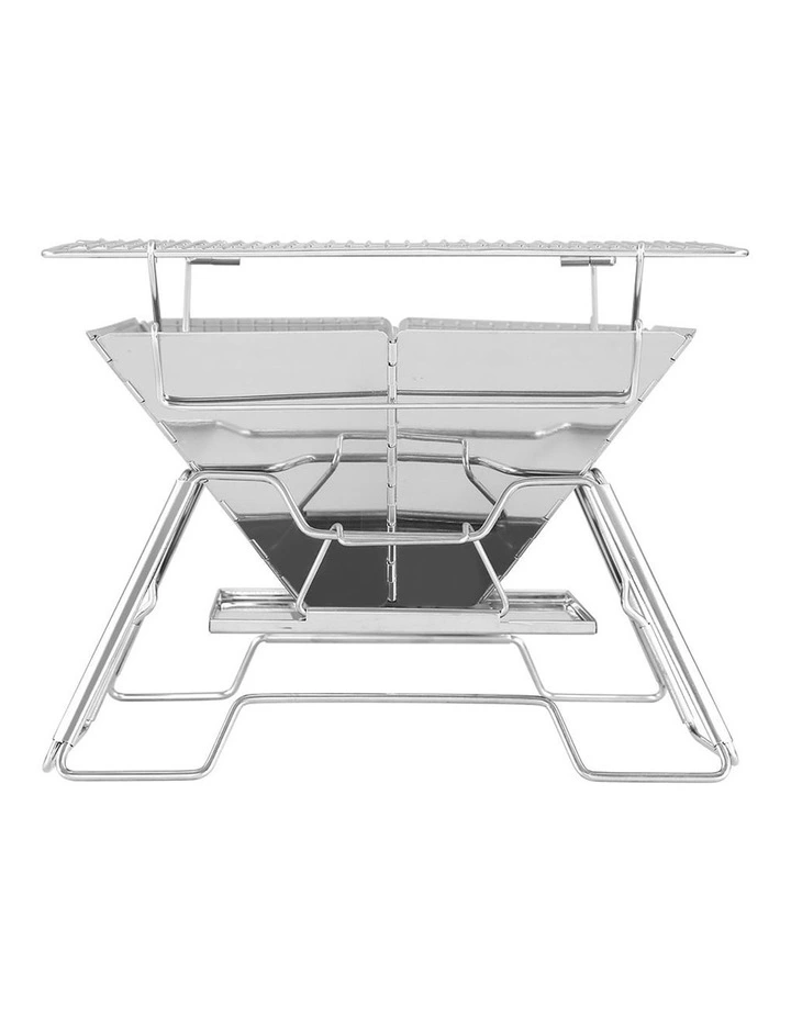 Camping Fire Pit BBQ 2-in-1 Grill Smoker Stainless Steel