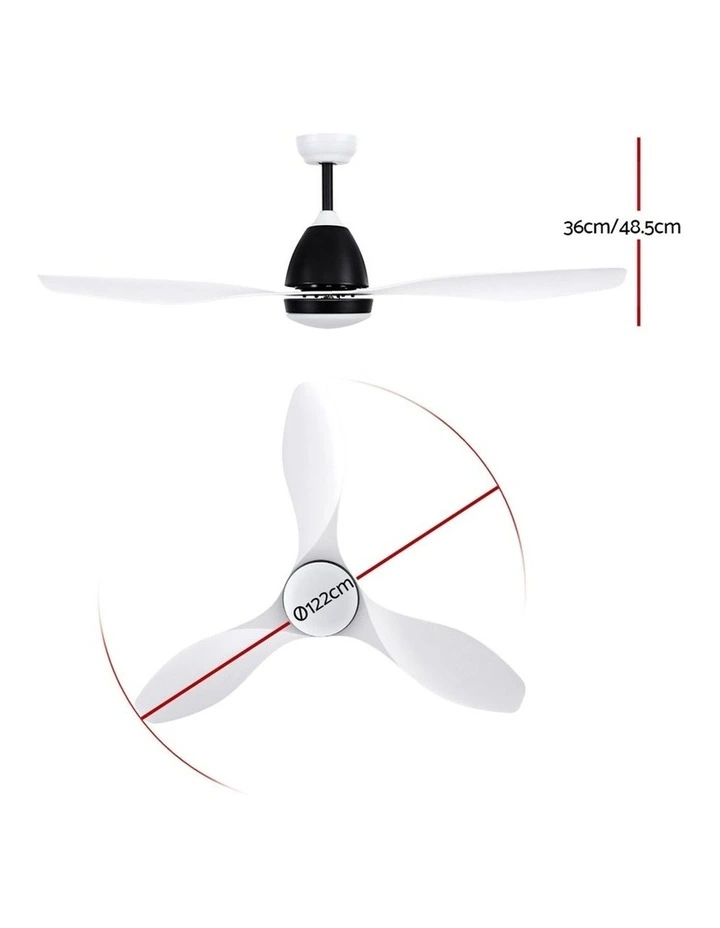 48'' Ceiling Fan With Light Remote Control Fans 3 Blades 1300mm DC Motor White