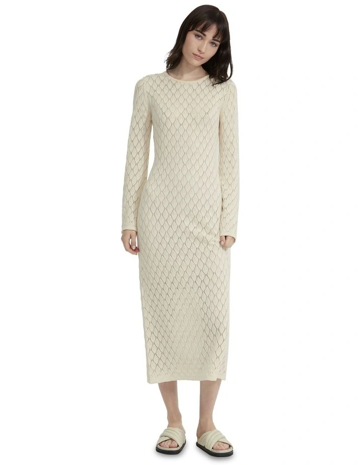 Aime Pointelle Dress With Slip in Ecru