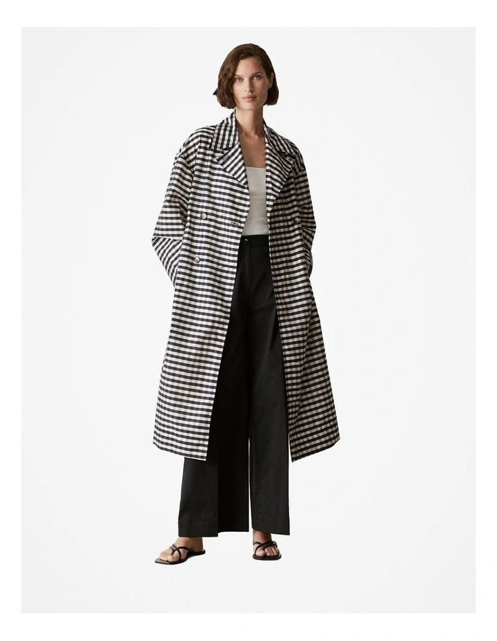 Yarn Dyed Check Trench Coat in Night Sky