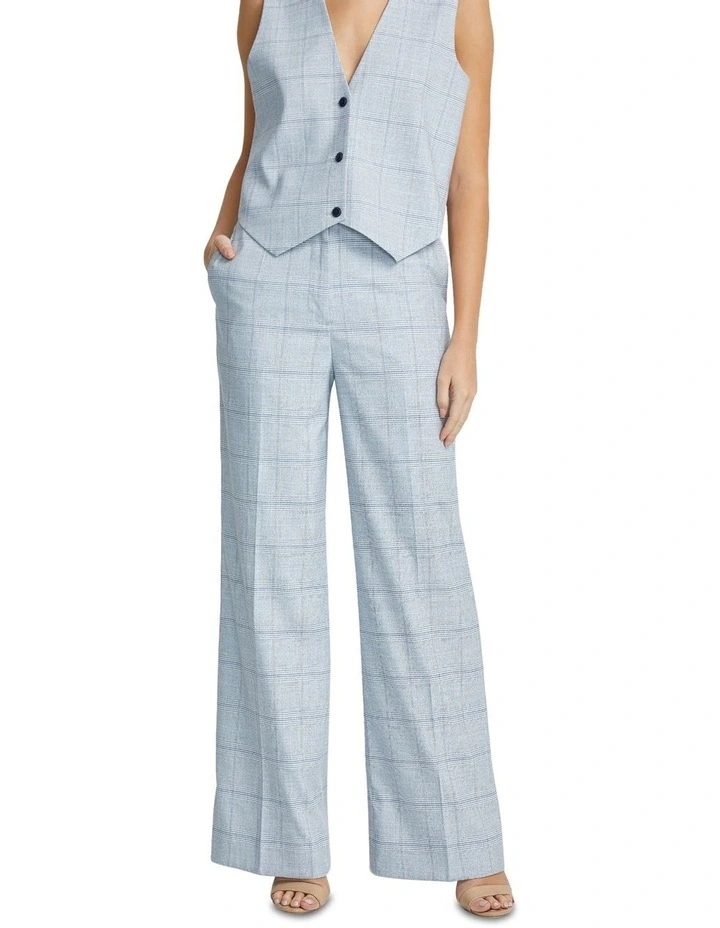 Lydia Eco Checked Suit Pants in Blue