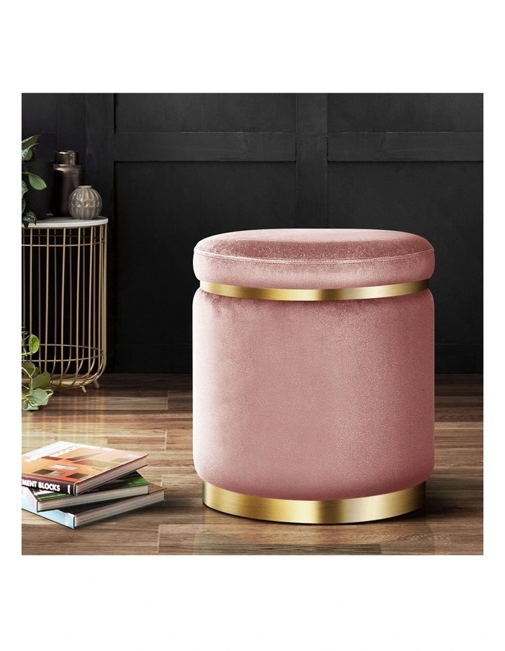 Ottoman Round Foot Stool in Pink