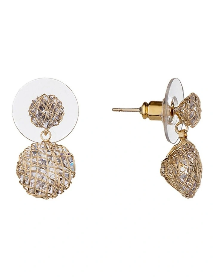 Caged Diamante Gold Drop Earring