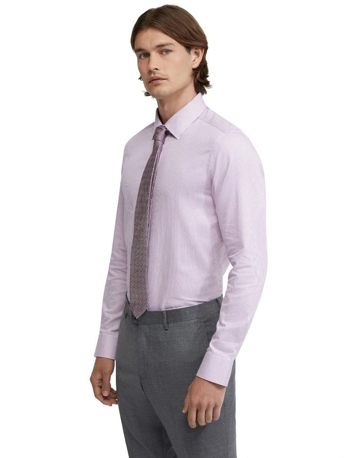 Beckton Twill Striped Shirt in Berry