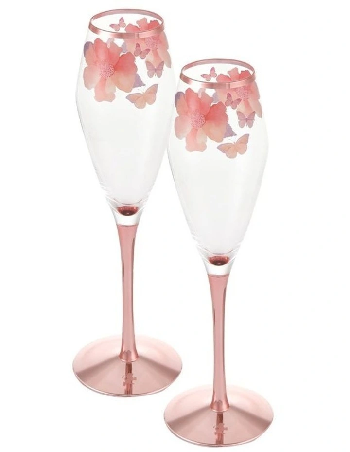 Camilla Prosecco Glass Gift Box 240ml Set of 2 in Rose Gold