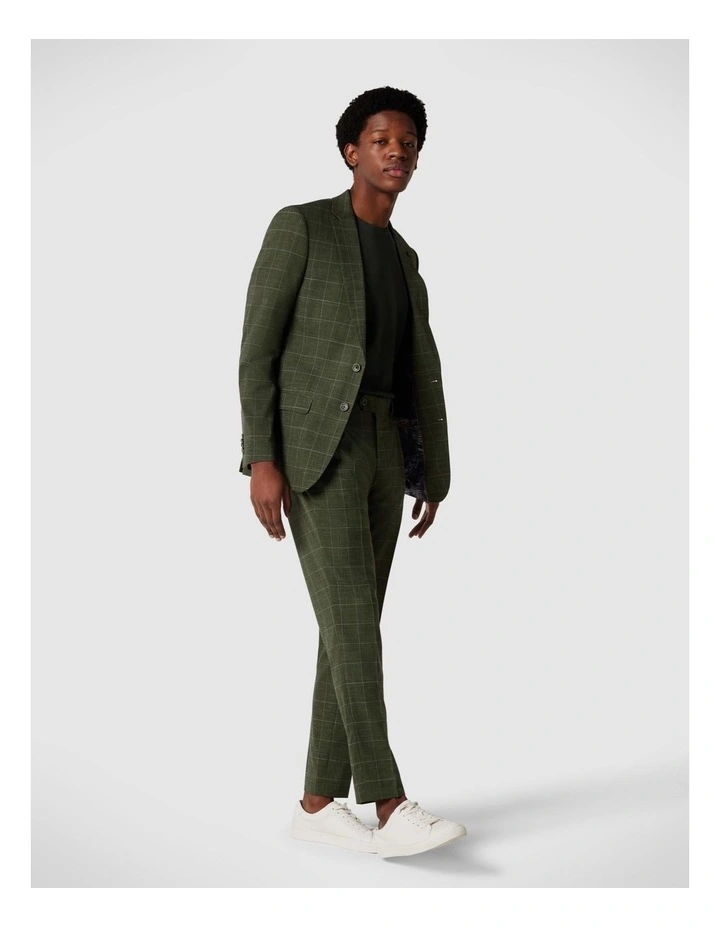 Slim Stretch Windowpane Check Tailored Pant in Khaki Window Pane