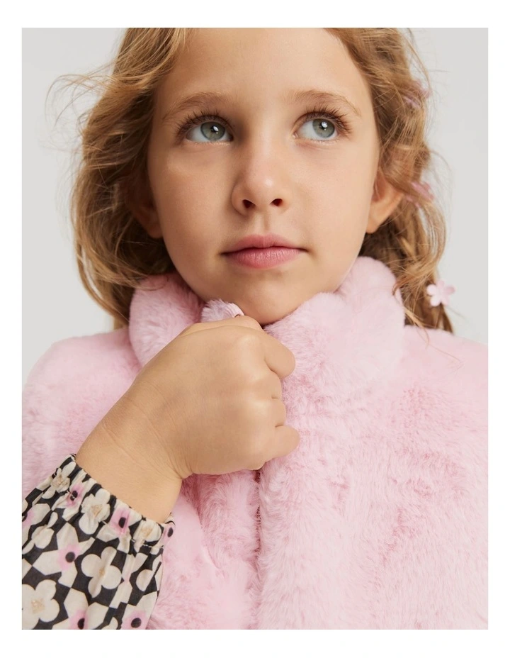 Reversible Faux Fur Vest in Mineral Pink