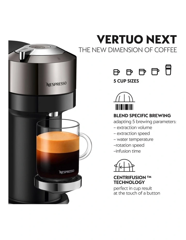 Vertuo Next Dark Chrome Deluxe Capsule Coffee Machine with Aeroccino BNV570DCR