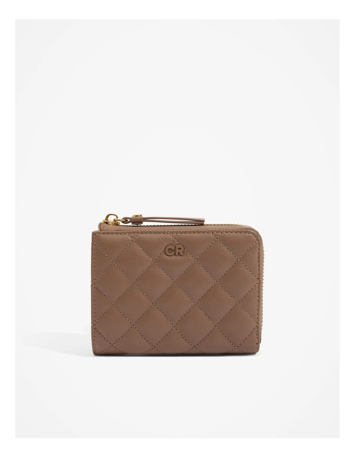 Quilted Zip Wallet in Biscuit