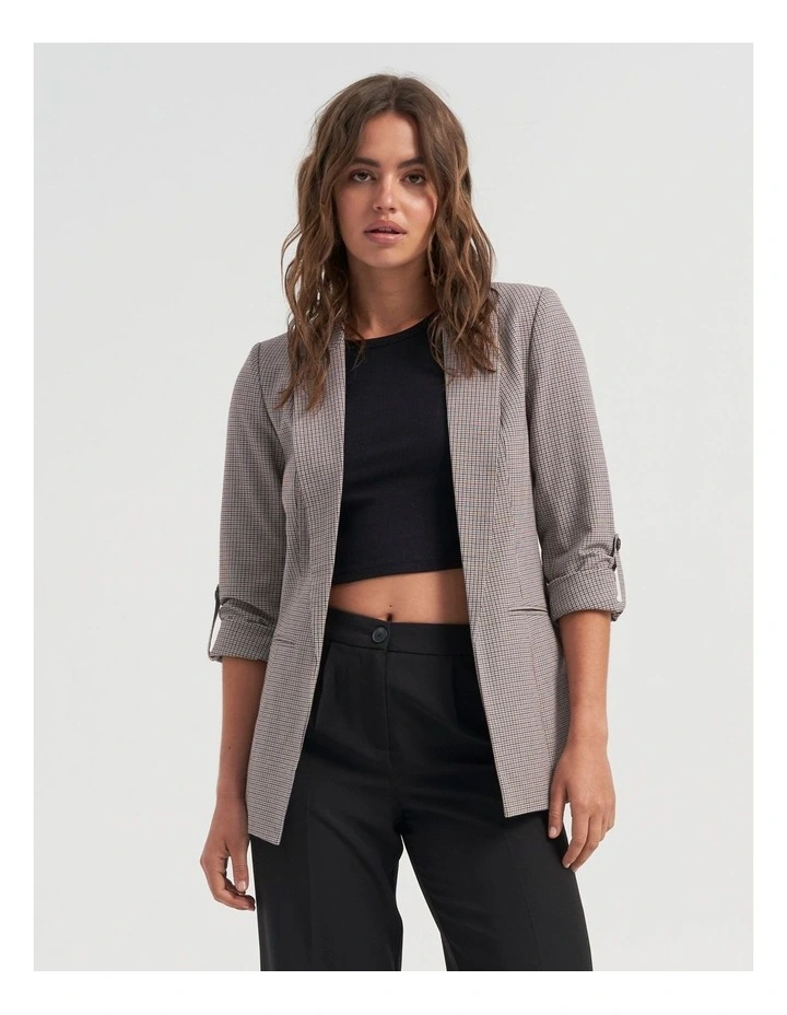 Kayle-Joss Check Blazer in Pumice Stone