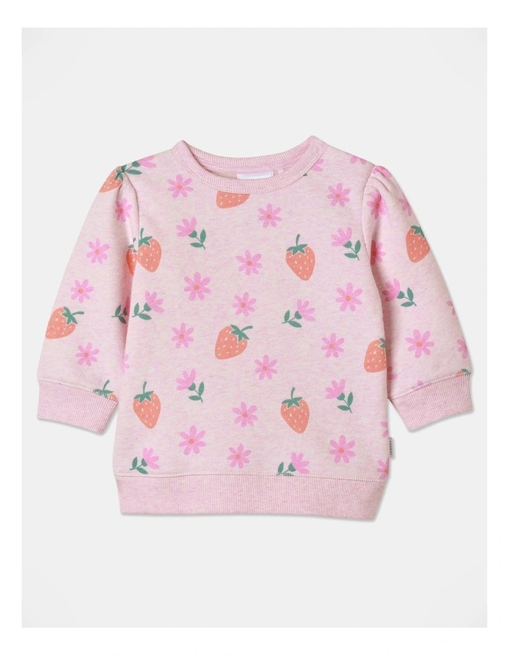 Essential Strawberry Sweat Top in Dusty Pink