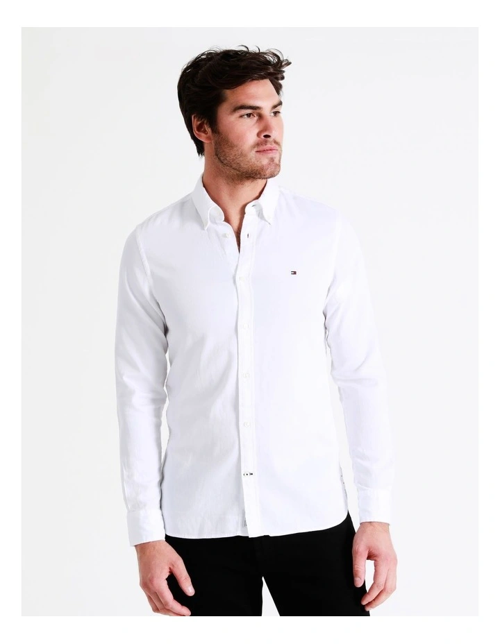 Core Flex Dobby Long Sleeve Shirt in White
