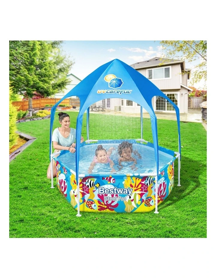 Steel Frame Swimming Play Pools Canopy 930L 183x51cm in Blue