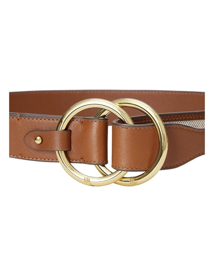 Canvas & Leather Bend-Back Belt in Beige