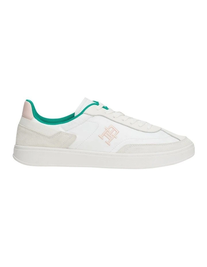 Heritage Suede Court Trainers in White
