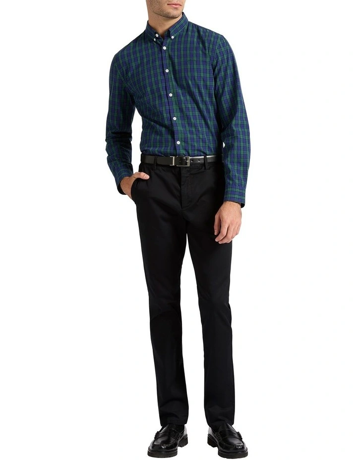 Oli Check Cotton Shirt in Navy