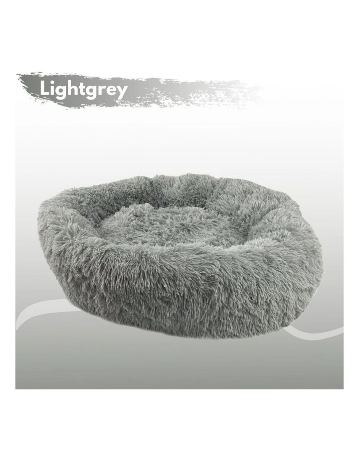 Round Comfortable Pet Bed with Anti-Skid Bottom 80cm in Light Grey