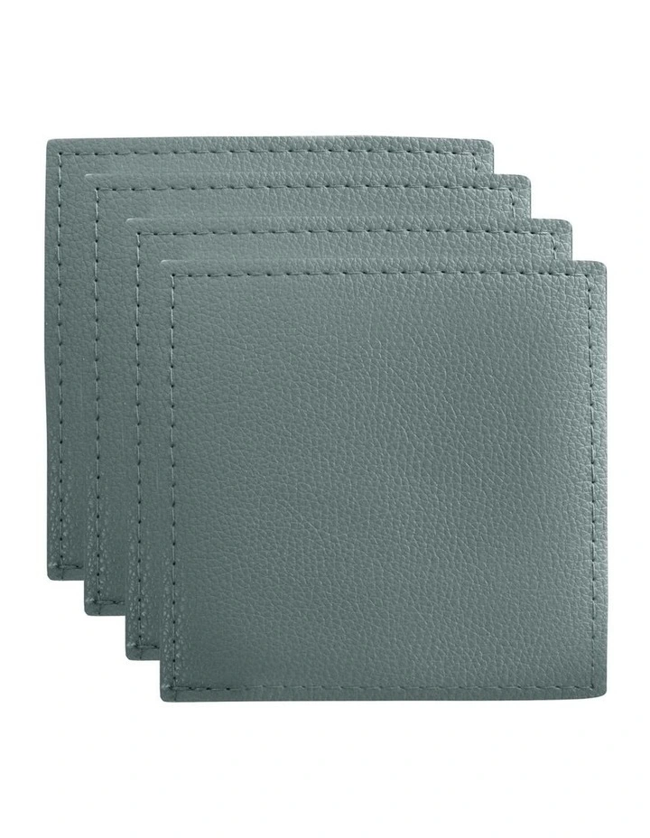 Table Accents Leather Look Cowhide Coaster Set of 4 10x10cm in Dusk