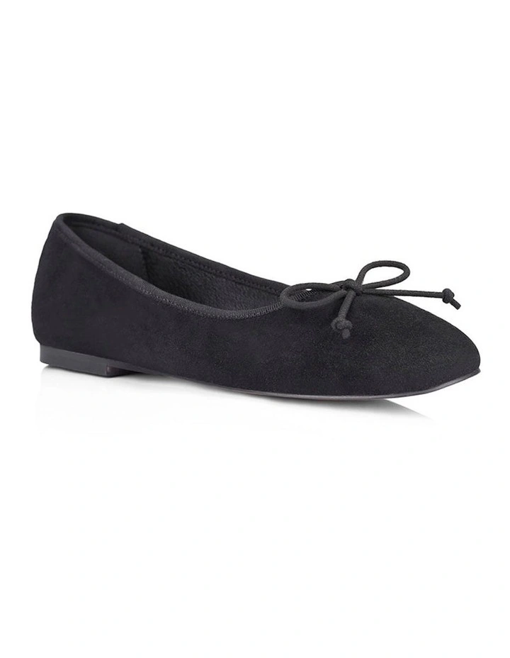 Suede Ballet Flats in Black