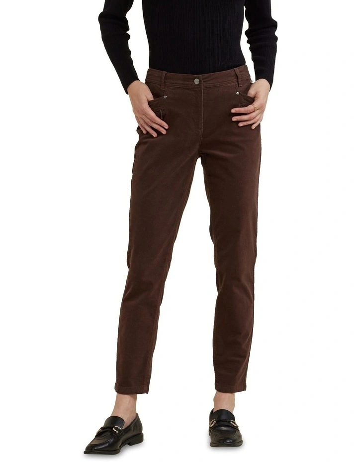 Slimline Cord Pant in Brownie