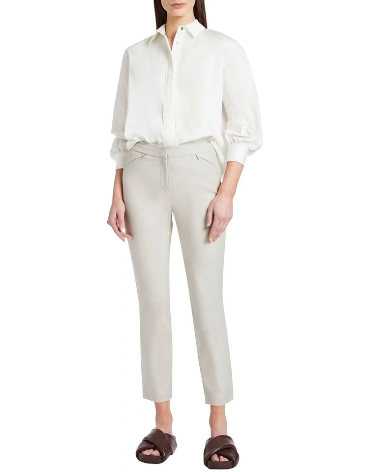 Sarah Compact Cotton Pant in Stone