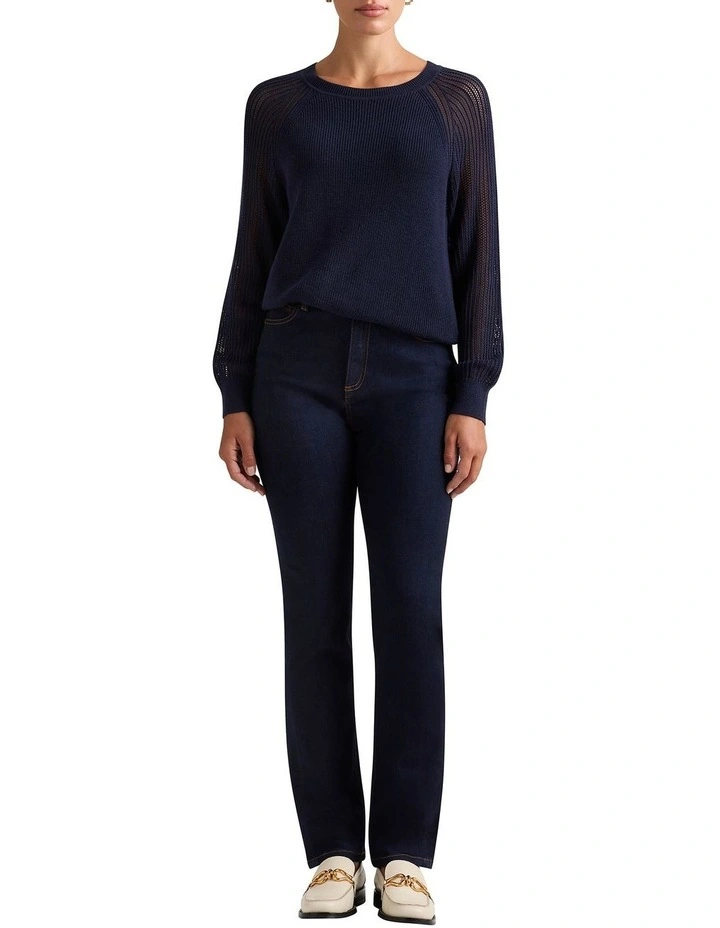 Ribera Crochet Sleeve Knit in Midnight