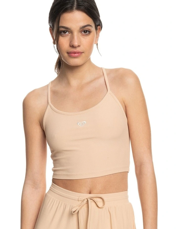 Rise and Vibe Sports Vest Top in Toasted Almond