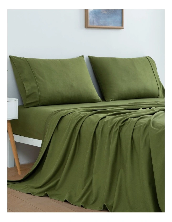 Micro Flannel Sheet Set in Olive