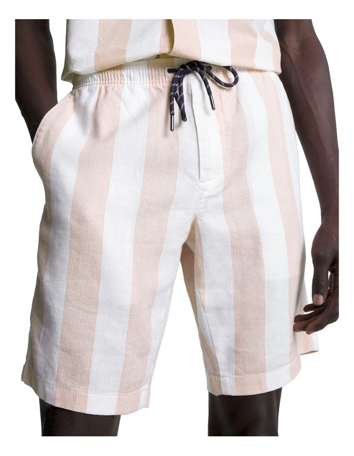 Harlem Crafted Stripe Shorts in Peach Dusk