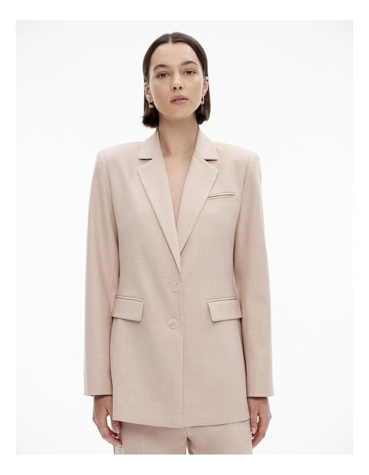 Tailored Yarn Dye Single Breasted Blazer in Bone