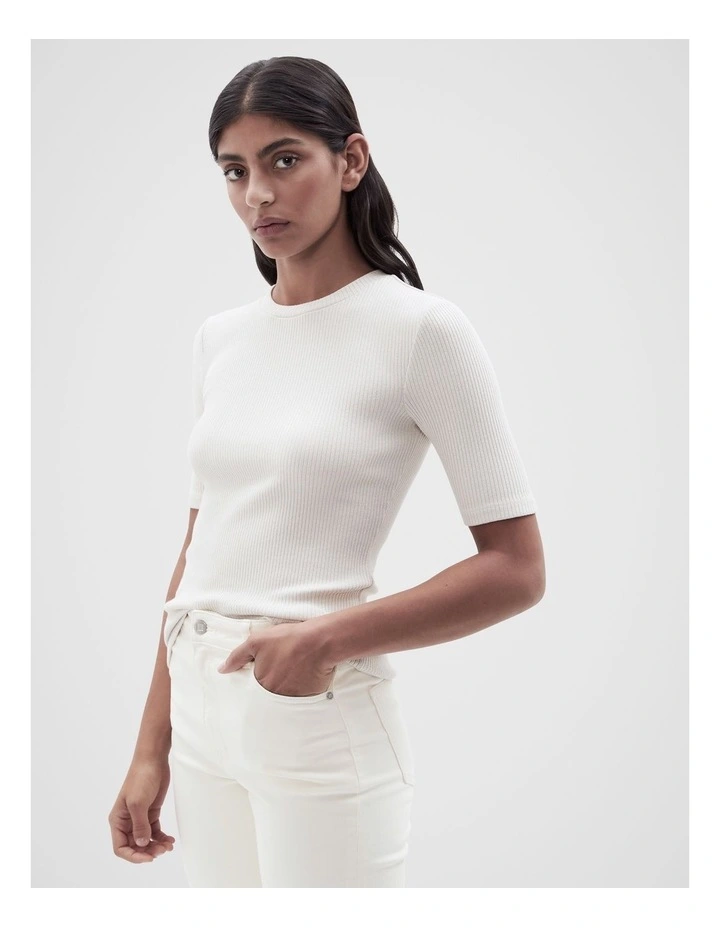 Metallic Rib Tee in Cloud