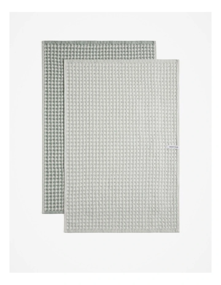 Meeka Australian Cotton Two-tone Tea Towel Pack Of 2 in Bermuda