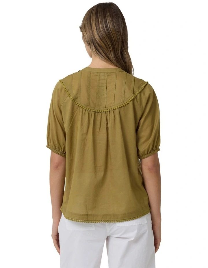 Braided Yoke Top in Artichoke