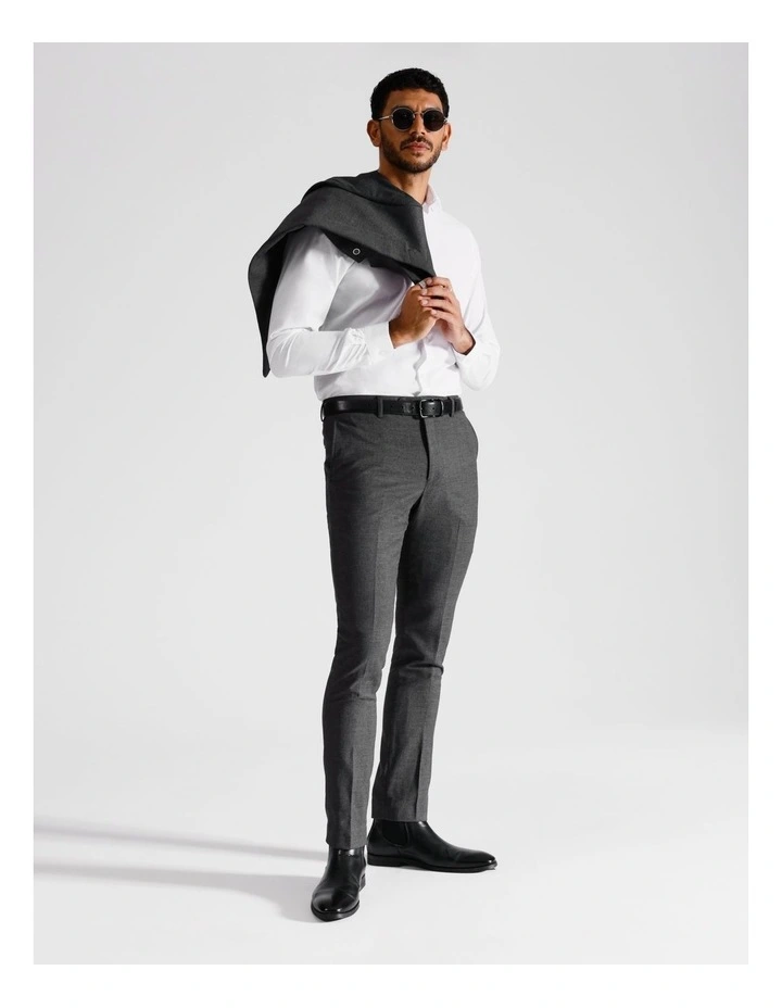 Slim Birdseye Suit Pant in Charcoal