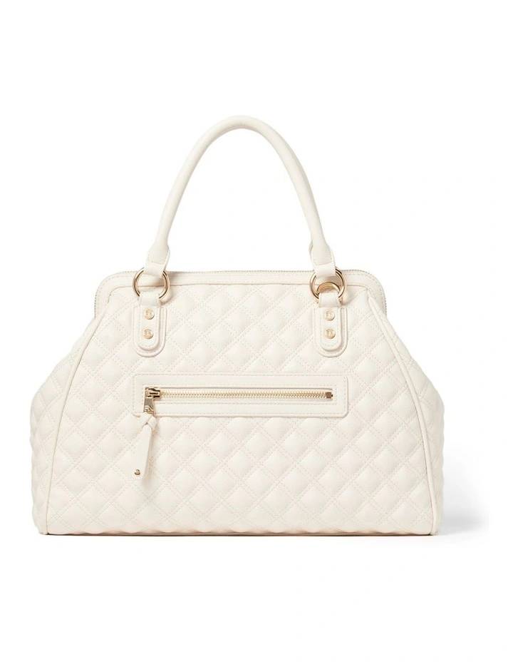 Signature Grace Quilted Tote Bag in White