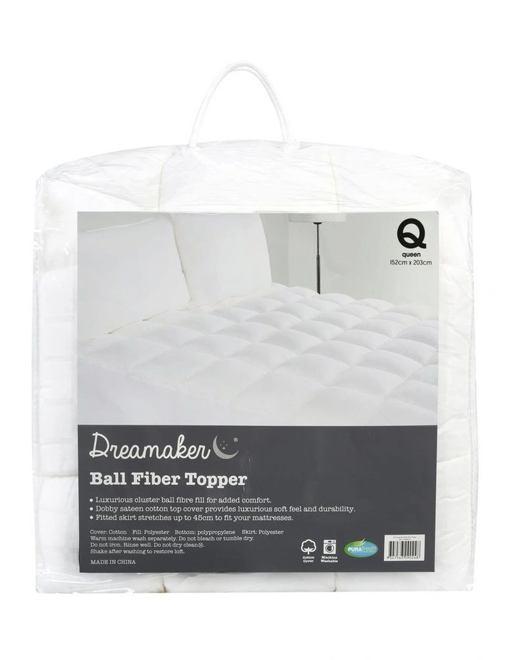 700GSM Ball Fibre Mattress Topper in White