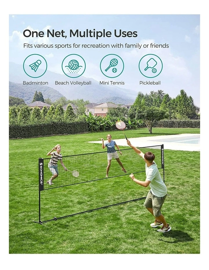 Portable Tennis Badminton Net 4m in Black