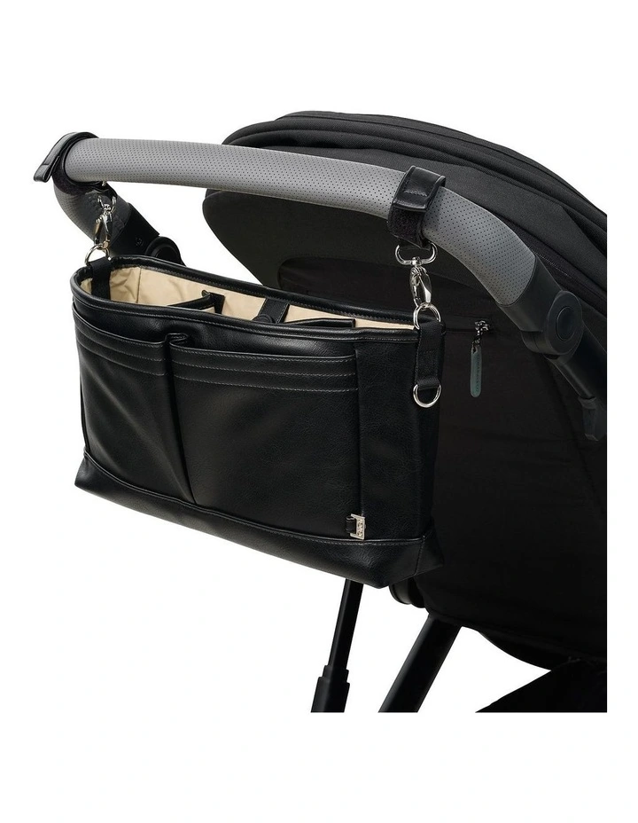 Signature Vegan Leather Pram Caddy in Black