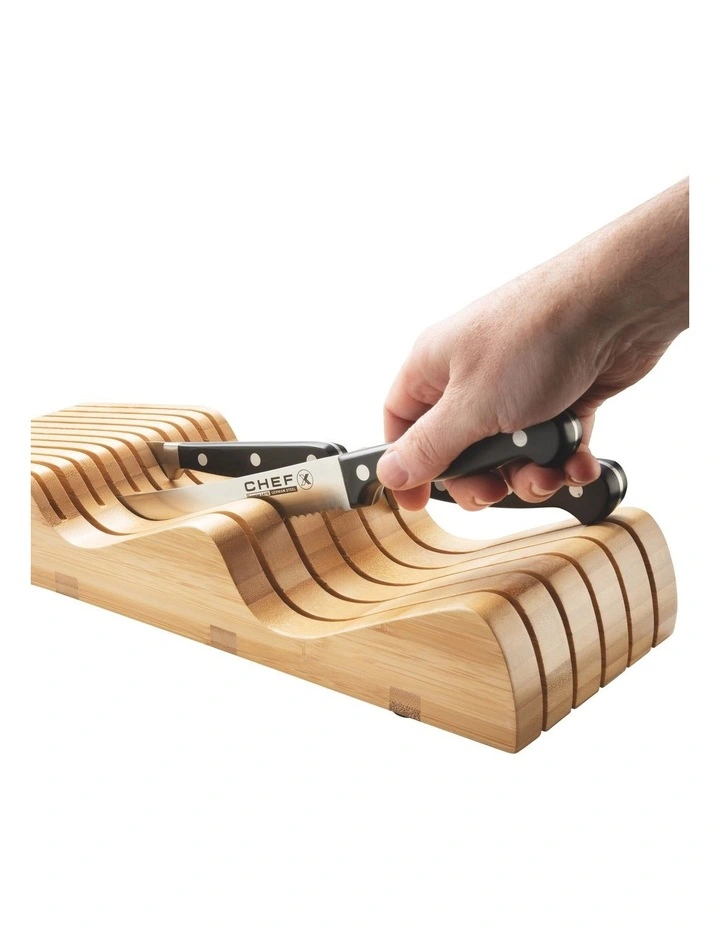 Universal Bamboo In-Drawer Knife Tray in Natural Wood