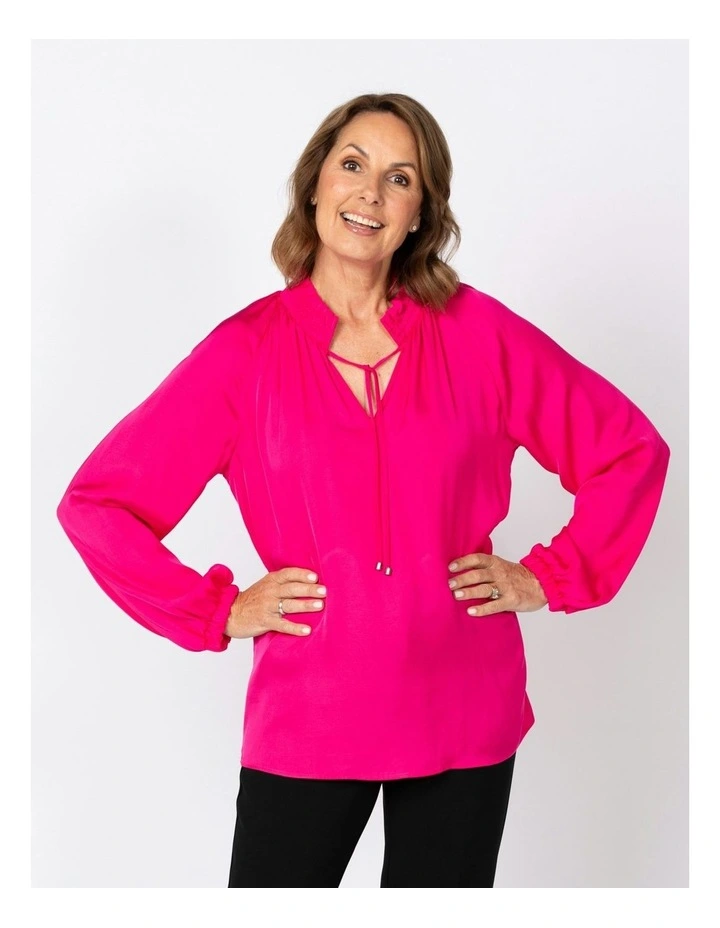 Shirred Detail Blouse in Pink