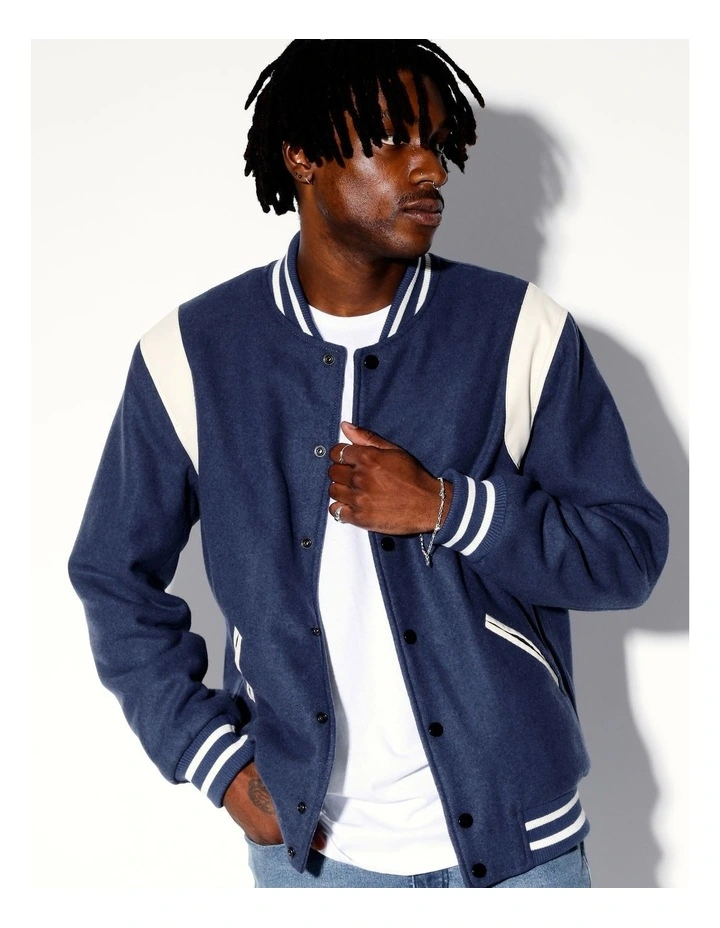 End Of The Visitors Recycled Varsity Jacket in Blue