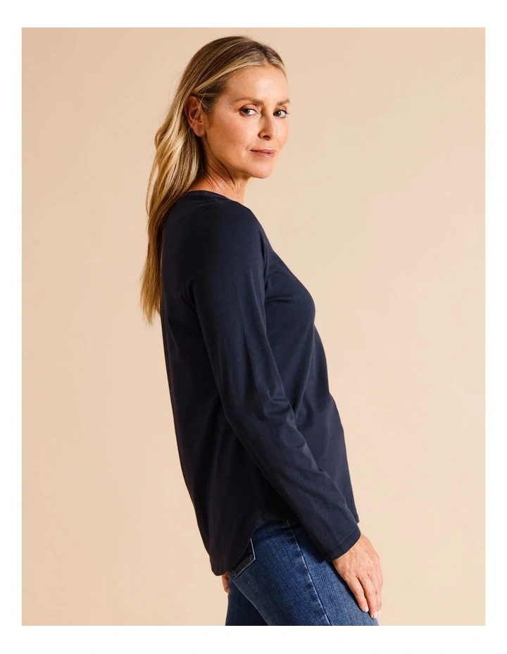 Organic Cotton Wardrobe Staple Long Sleeve Tee In Navy