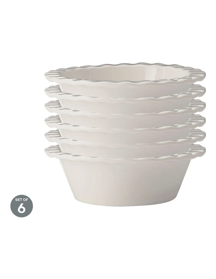 Epicurious Fluted Pie Dish Mini 12.5x4cm White Set of 6