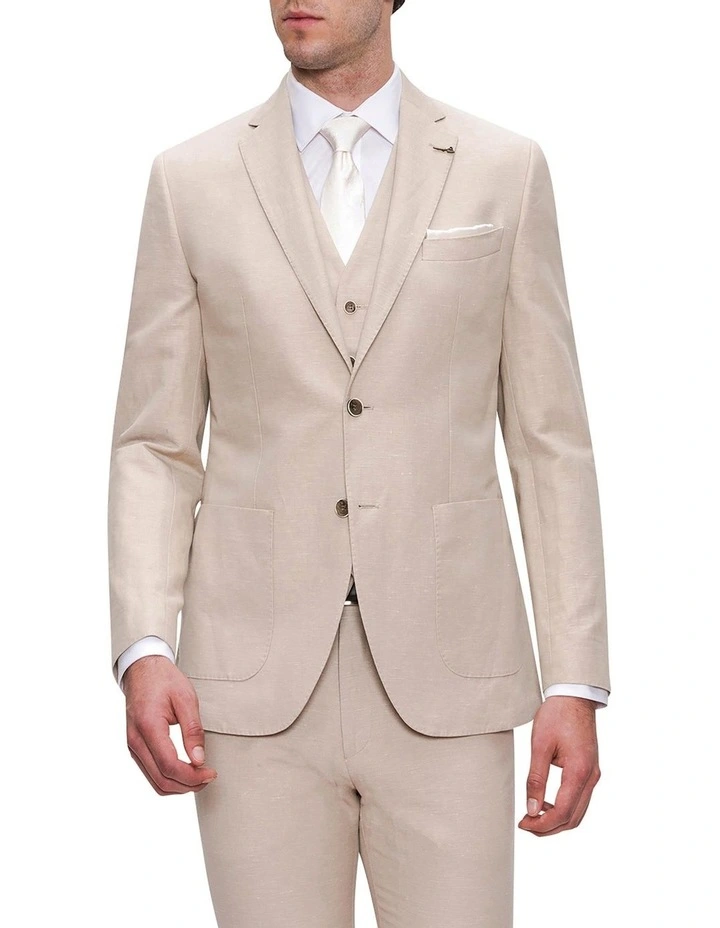 Slim Fit Linen Electron Jacket Cream