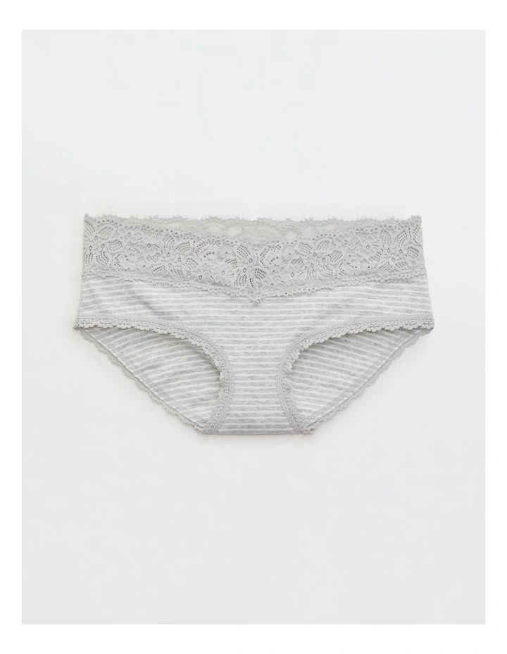 Super Chill Cotton Eyelash Lace Brief in Gray